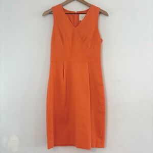 J Crew Suiting Dress Orange Sleeveless V Neck Sheath‎ Career Cocktail Women  2